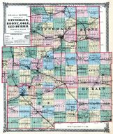 Winnebago, Boone, Ogle, Lee and De Kalb Counties Map, Illinois State Atlas 1875